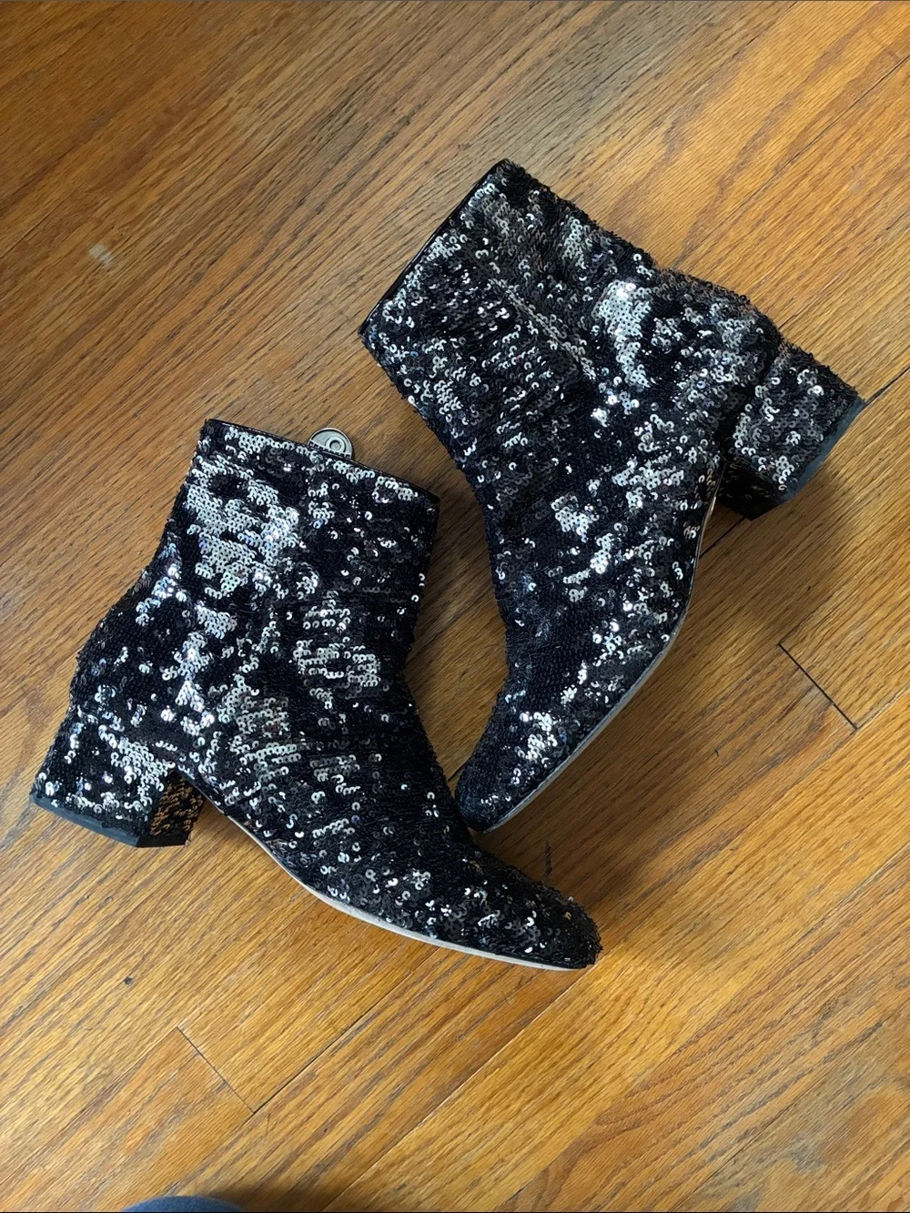 Chiara Ferragni Black Sequin Ankle Boots S39 US 8.5